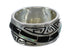 Silver Water Wave Jet And Opal Inlay Ring Size 6-3/4 AX82702